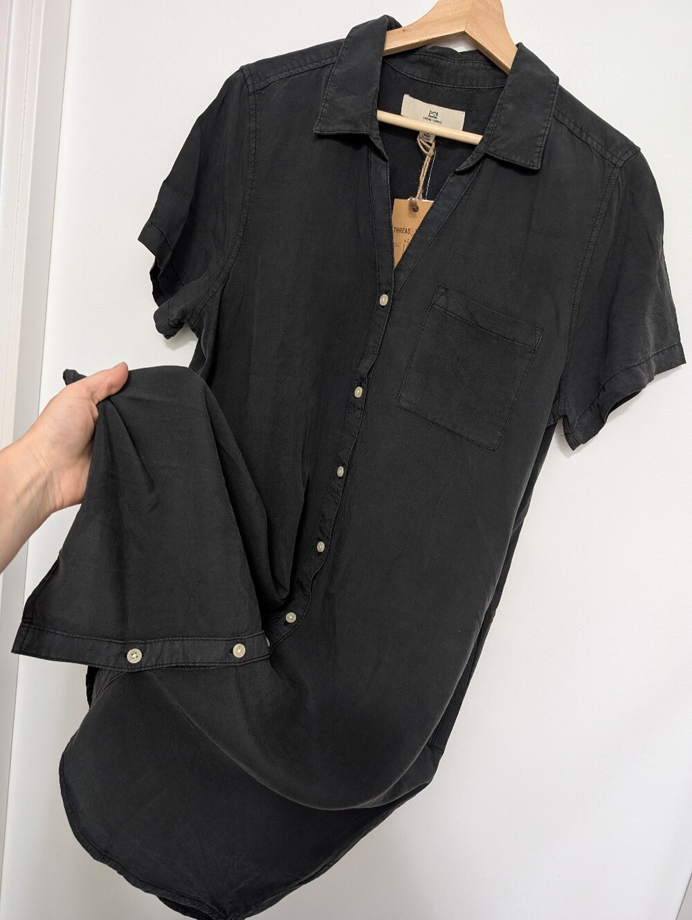New Thread And Supply Large Tunic Oversized Boxy Baggy Cutton Collar Shirt Dress